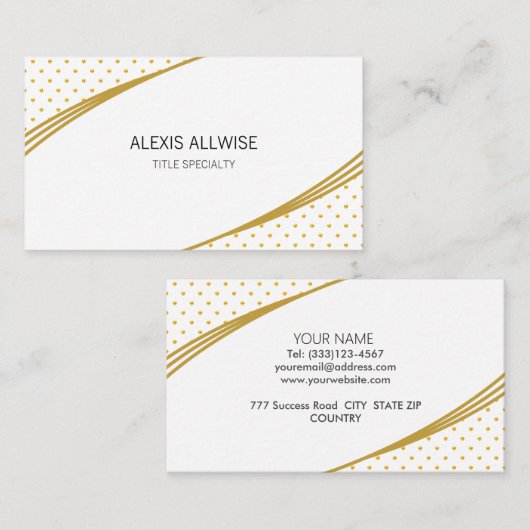 Elegant Golden Polka Dots Visitekaartje (Voorkant / Achterkant)