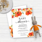 Elegant Golden Poppy Baby shower Kaart