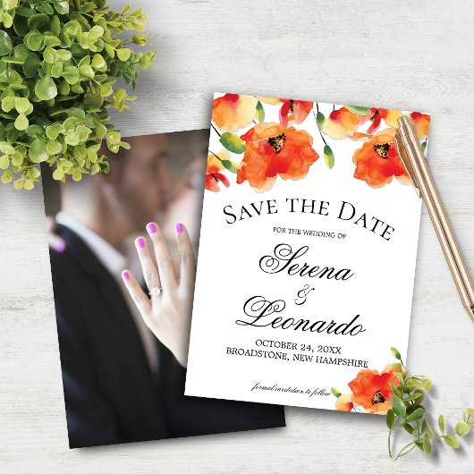 Elegant Golden Poppy Summer Wedding Save the Date