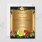 Elegant Golden Red Yellow Roses Birthday Party 2b Kaart (Achterkant)