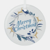 Elegant Golden Reindeer Floral kerstmis Glas Ornament (Voorkant)