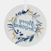 Elegant Golden Reindeer Floral kerstmis Glas Ornament (Achterkant)