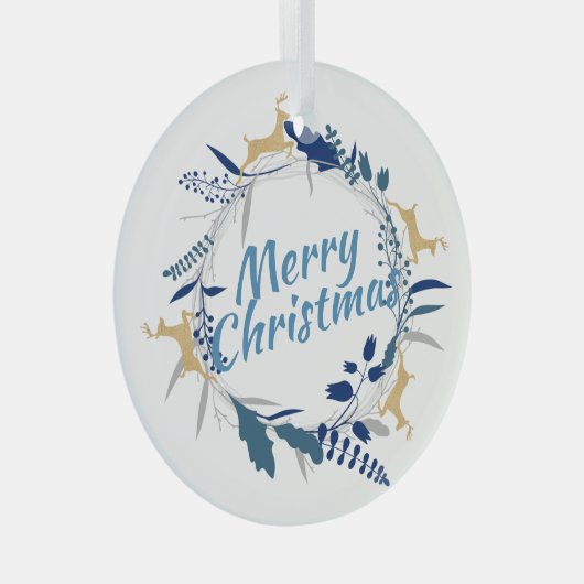 Elegant Golden Reindeer Floral kerstmis Glas Ornament (Voorkant Rechts)