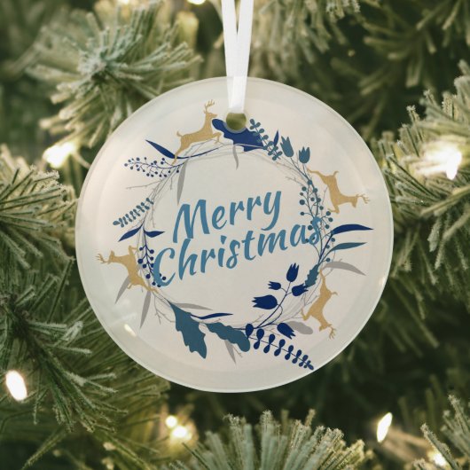 Elegant Golden Reindeer Floral kerstmis Glas Ornament (Insitu)