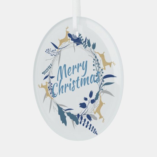 Elegant Golden Reindeer Floral kerstmis Glas Ornament (Voorkant links)