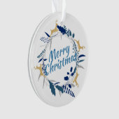 Elegant Golden Reindeer Floral kerstmis met O Ornament (voorkant)