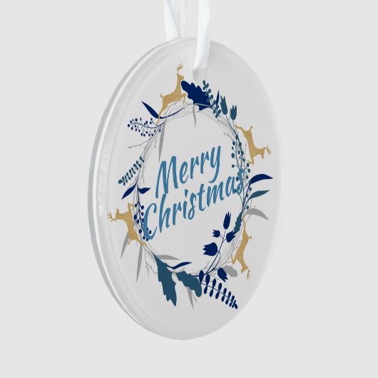 Elegant Golden Reindeer Floral kerstmis met O Ornament (voorkant)