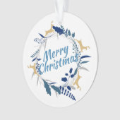 Elegant Golden Reindeer Floral kerstmis met O Ornament (voorkant)