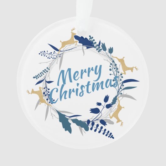 Elegant Golden Reindeer Floral kerstmis met O Ornament (voorkant)