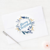 Elegant Golden Reindeer Floral kerstmis Ronde Sticker (Envelop)