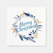 Elegant Golden Reindeer Floral kerstmis Servet (Voorkant)