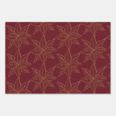 Elegant Golden Reindeers Snowflakes en Poinsettia Inpakpapier Vel (Voorkant 3)