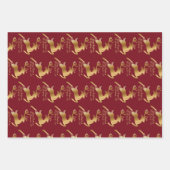 Elegant Golden Reindeers Snowflakes en Poinsettia Inpakpapier Vel (Voorkant)