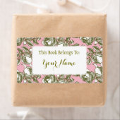 Elegant Golden Roos Etching on Pink Bookpate Label (Insitu)