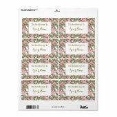 Elegant Golden Roos Etching on Pink Bookpate Label (Full Sheet)