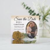 Elegant Golden Roos met Oval Foto Weddenschap Save The Date (Staand voorkant)