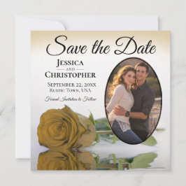 Elegant Golden Roos met Oval Foto Weddenschap Save The Date