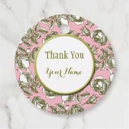 Elegant Golden Roos op Roze Aangepast Dank u Label