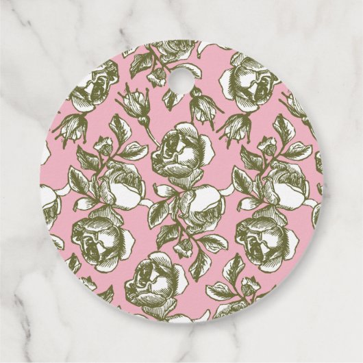 Elegant Golden Roos op Roze Aangepast Dank u Label (Achterkant)