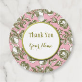 Elegant Golden Roos op Roze Aangepast Dank u Label (Voorkant)