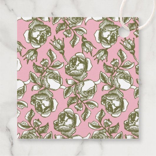 Elegant Golden Roos op Roze Aangepast Dank u Label (Achterkant)