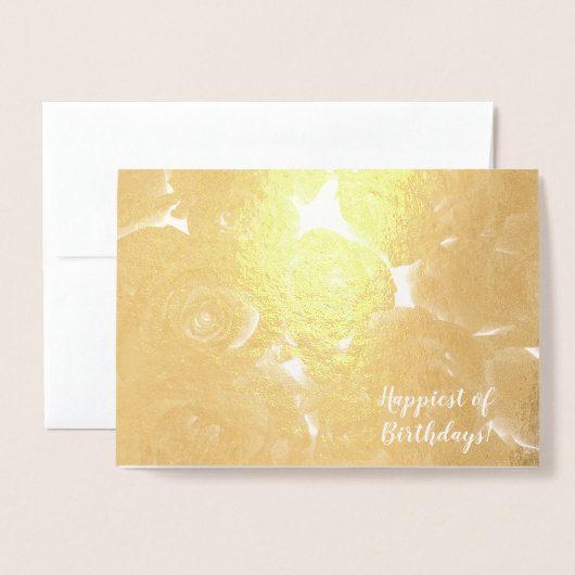 Elegant Golden Rozen Birthday Wishes Card Folie Kaarten (Voorkant met envelop)