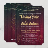 Elegant Golden Rozen Red en Black Wedding Invites Kaart (Voorkant / Achterkant)