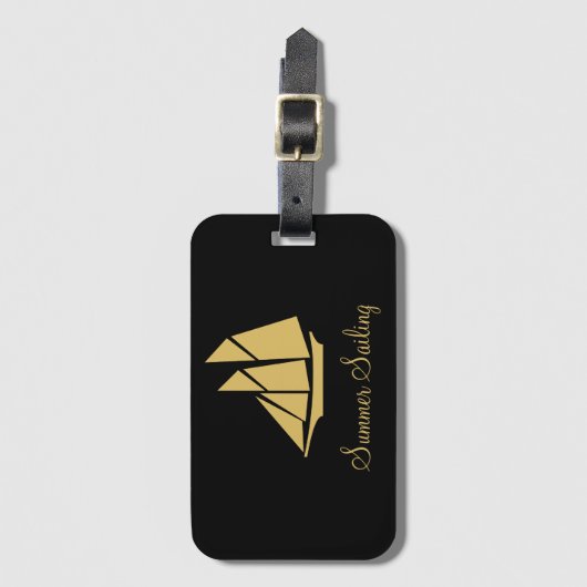 Elegant Golden Sailing Yacht Bagagelabel (Voorkant (verticaal))