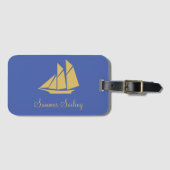 Elegant Golden Sailing Yacht Bagagelabel (Voorkant (horizontaal))