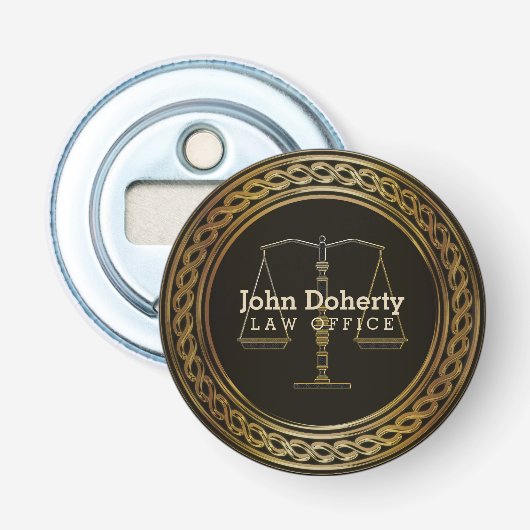  Elegant Golden Scales of Justice Button Flesopener (Voorkant)