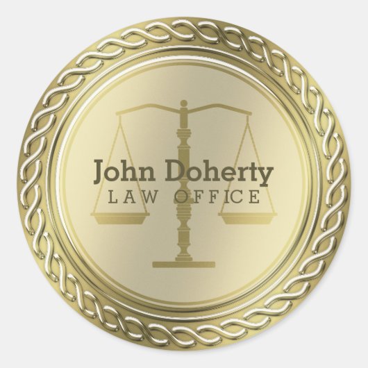  Elegant Golden Scales of Justice Ronde Sticker (Voorkant)