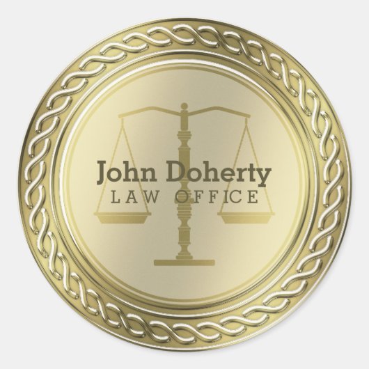  Elegant Golden Scales of Justice Ronde Sticker (Voorkant)