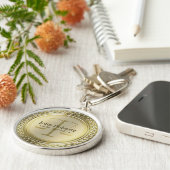 Elegant Golden Scales of Justice Sleutelhanger (Zijkant)