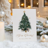 Elegant Golden Script Christmas tree Holiday Card Feestdagen Kaart