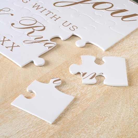 Elegant Golden Script Photo Weddenschap Bedankt Legpuzzel (Zijkant)