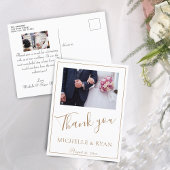 Elegant Golden Script Wedding 2 Foto's Hartelijk d Briefkaart