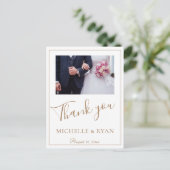 Elegant Golden Script Wedding 2 Foto's Hartelijk d Briefkaart (Staand voorkant)