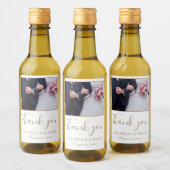 Elegant Golden Script Weduwfoto Hartelijk dank Wijn Etiket (Flessen)
