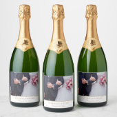 Elegant Golden Script Weduwfoto Sparkling Wijnetiket (Flessen)