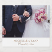 Elegant Golden Script Weduwfoto Sparkling Wijnetiket (Enkel label)