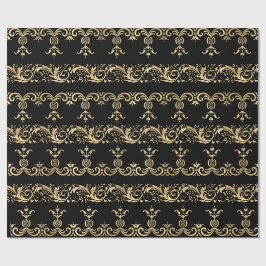 Elegant  Golden Scroll wrapping papier (Vlak)