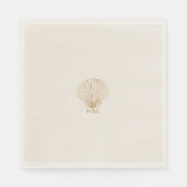 Elegant Golden Seashell Monogram Wedding Napkins Servet (Voorkant)