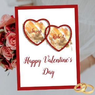 Elegant Golden Shine Heart Happy Valentijn Day Briefkaart
