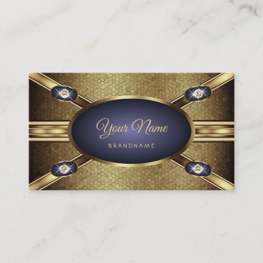 Elegant Golden Snake Effect en Donkerblauwe gradië Visitekaartje (Voorkant)