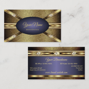 Elegant Golden Snake Effect en Donkerblauwe gradië Visitekaartje