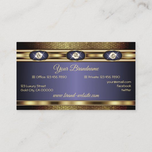 Elegant Golden Snake Effect en Donkerblauwe gradië Visitekaartje (Achterkant)