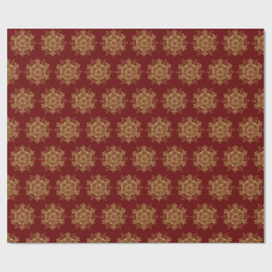 Elegant Golden Snowflake Burgundy Cadeaupapier (Vlak)