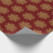 Elegant Golden Snowflake Burgundy Cadeaupapier (Hoek)