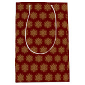 Elegant Golden Snowflake Burgundy Medium Cadeauzakje (Voorkant)