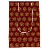 Elegant Golden Snowflake Burgundy Medium Cadeauzakje (Achterkant)